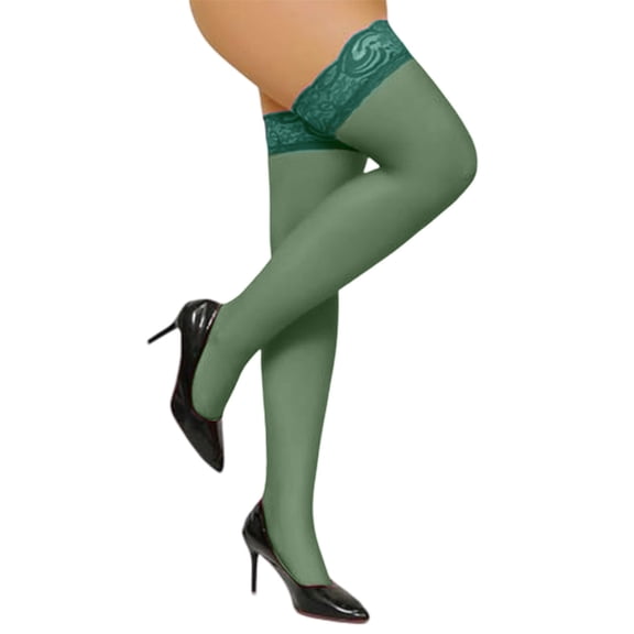 CUZIBR Cozy Socks Over Knee High Thigh Stockings Solid Color Lace Trim Elegant Fashionable Cozy Hosiery Fuzzy Socks,Dark Green,One Size