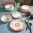 thumbnail image 4 of Gibson Home Mauna Melamine Plastic Dinnerware Set, Service for 4 (12pcs), Brick Floral, 4 of 5