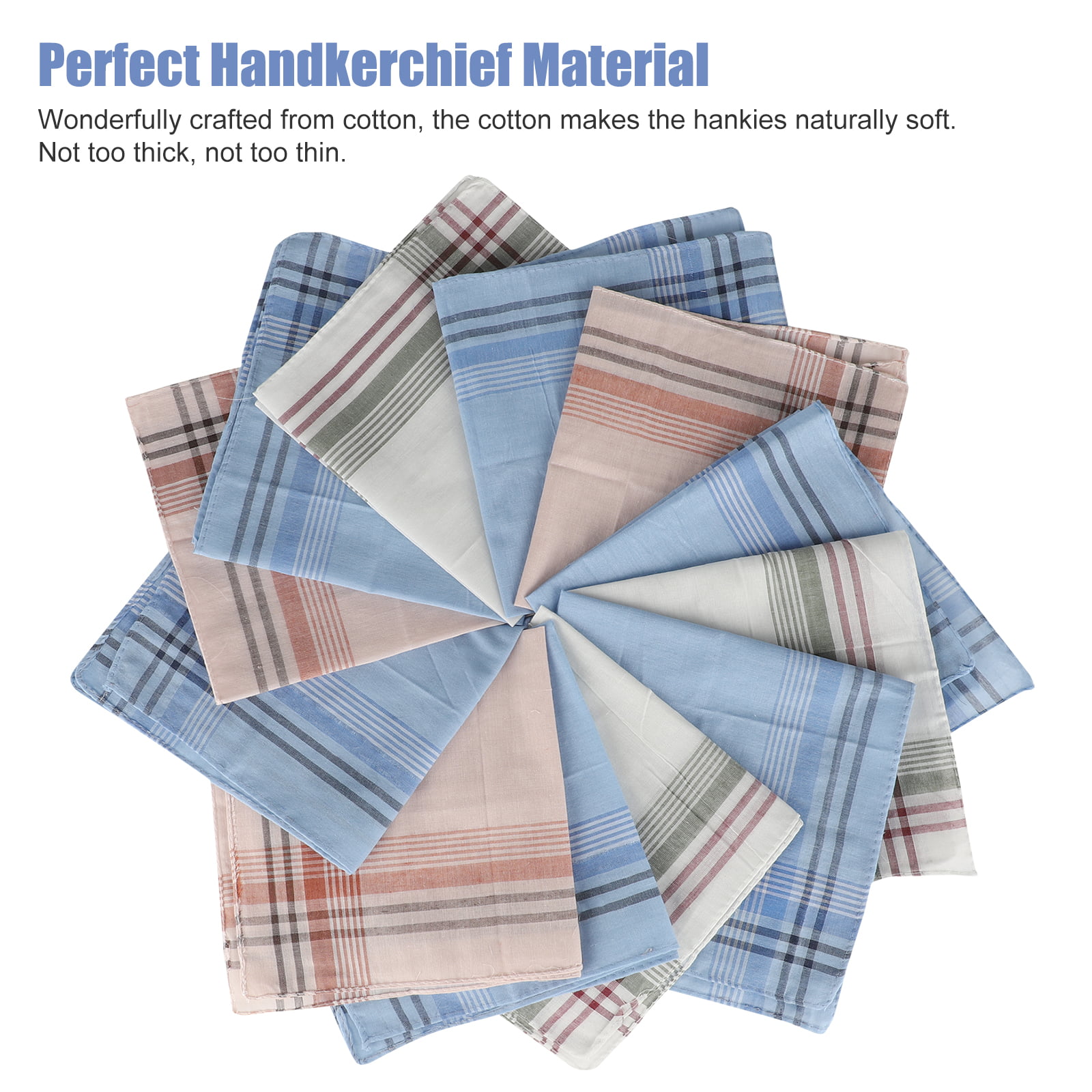 One Size 20 Piece Mens Cotton Plaid Handkerchief Soft Gift Set for Men 