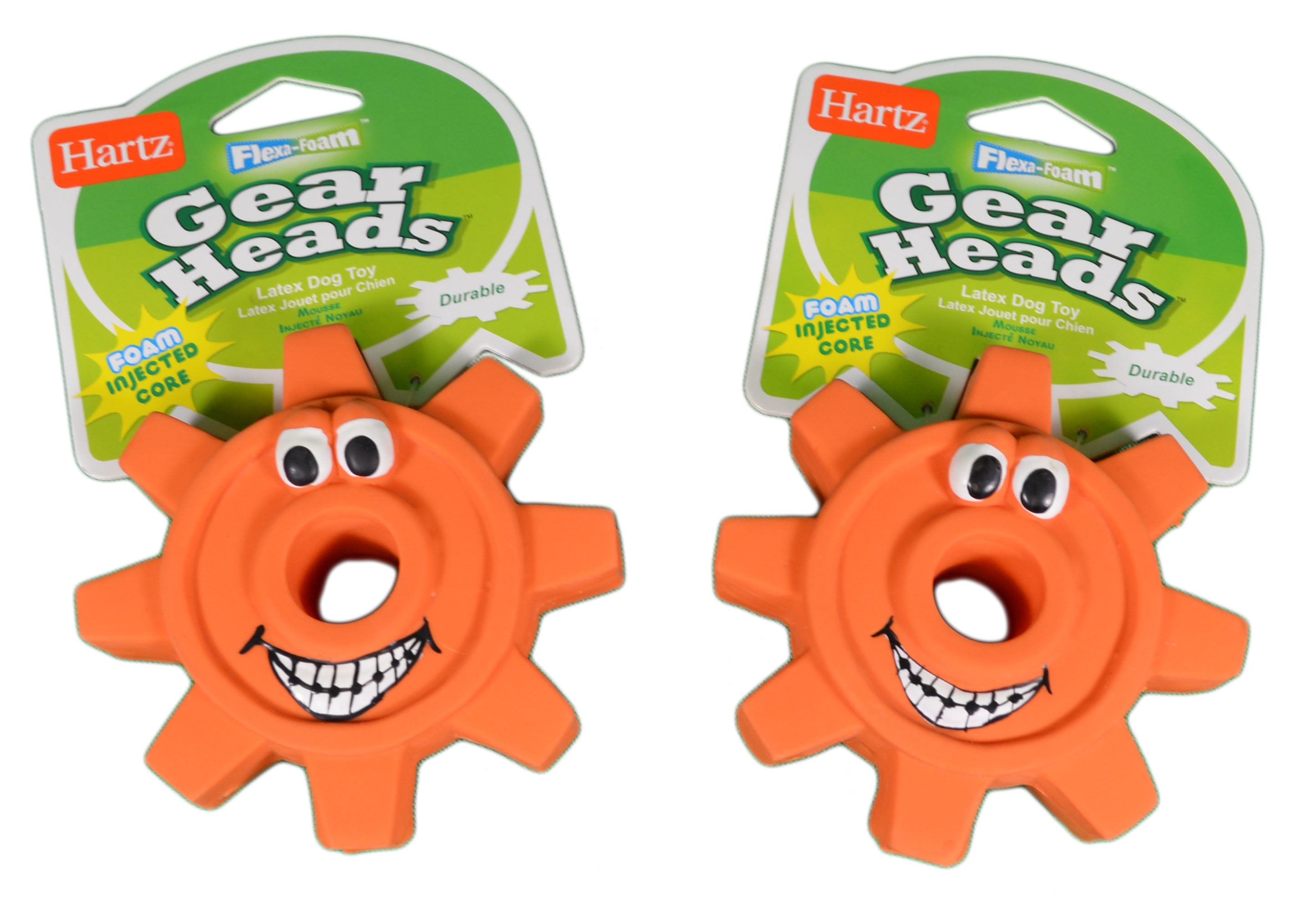 ventilator audit De kerk Lot of 2 Small Hartz Orange Gear Heads Flexa Foam Latex Dog Toy -  Walmart.com