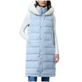 thumbnail image 6 of Cutuoiiu Women's Casual Winter Long Puffer Coats Stand Collar Sleeveless Hooded Zip up Coat with Pockets Gifts, 6 of 8