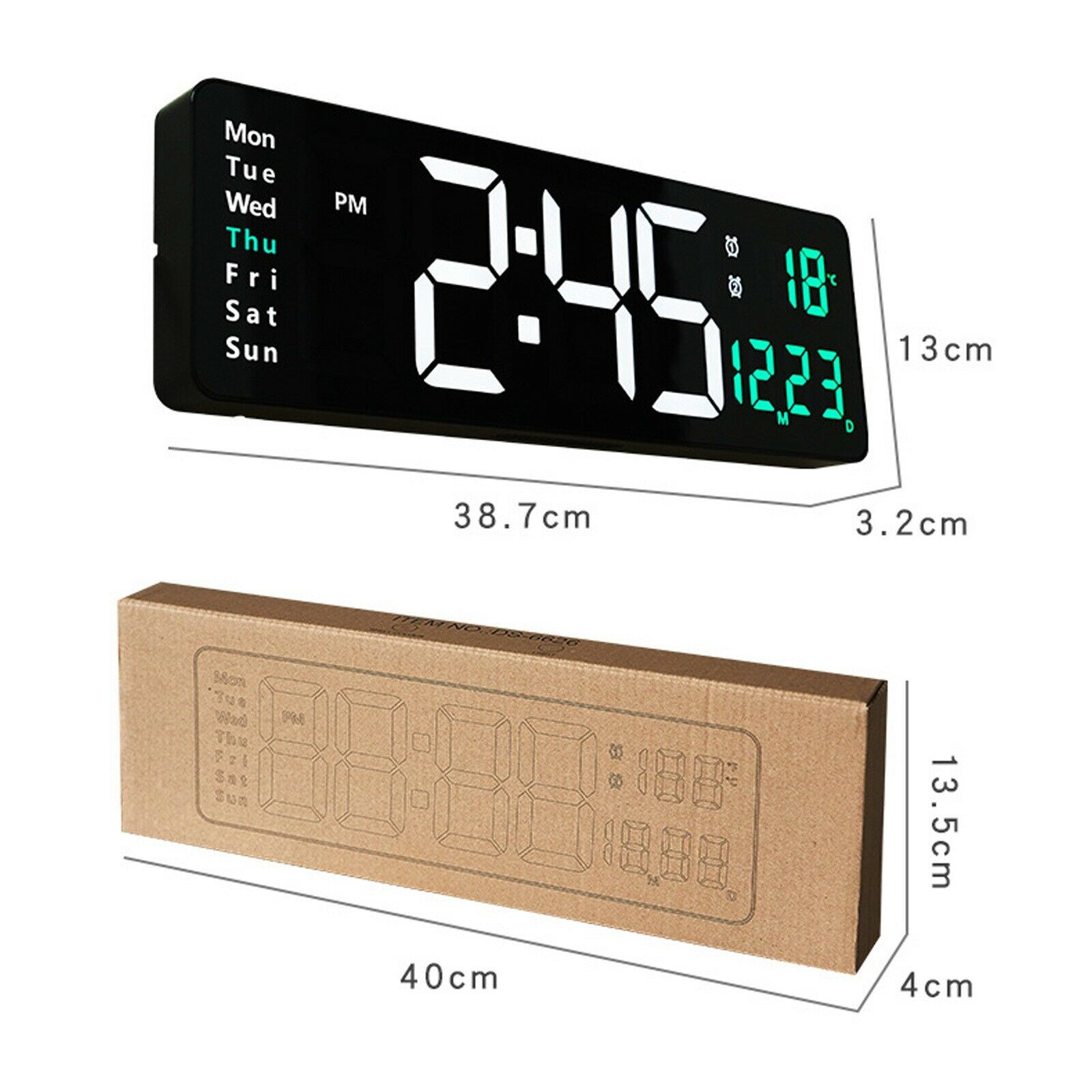 large digital led calendar clock with day date