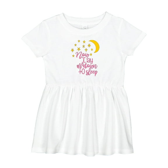 Inktastic Now I Lay Me Down to Sleep in Pink with Moon and Stars Girls Baby Dress