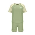 thumbnail image 5 of Viikei Linen Sets for Women 2 Piece,Women's Casual Loose with Chest Cushion Round Neck Short Sleeve Shorts Set Green XXL, 5 of 6