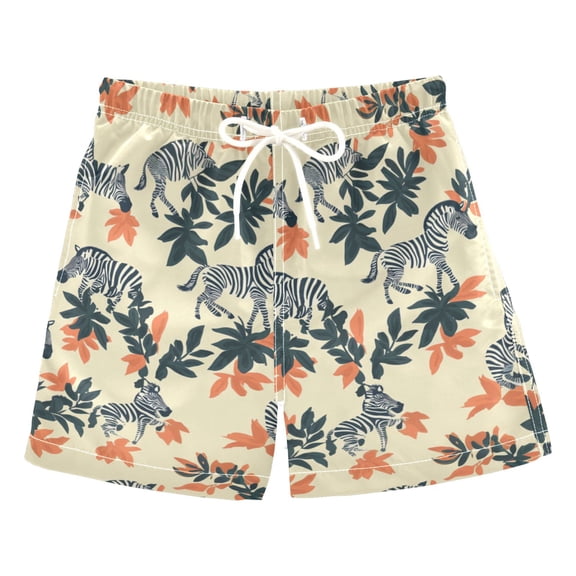 Zebra Figure Boys Swim Trunks Quick Dry Boy Swim Shorts for 3-14 Years