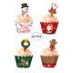 thumbnail image 1 of 48 piezas de decoración para tartas, envoltorios para magdalenas, envoltorios para magdalenas, forro para taza para hornear, envoltorios de papel para magdalenas, decoraciones para pasteles de Navidad, muñeco de nieve, Papá Noel ER, 1 of 4