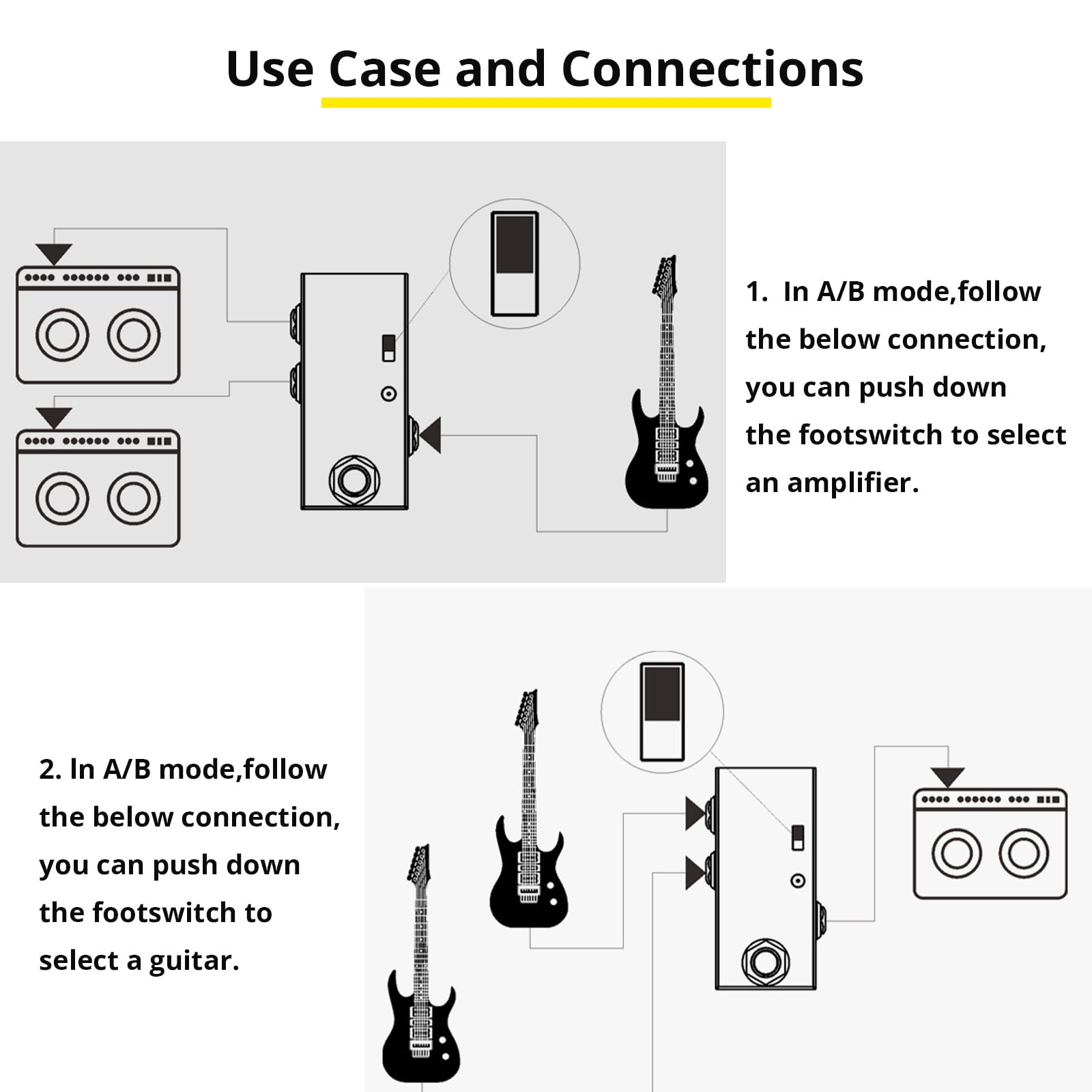 True Bypass Electric Guitar Effects Pedal ABY Line Selectors Switches Small Guitar Effect Pedal ABY Channel Switches