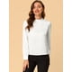 thumbnail image 2 of Blusa de manga de soplo fruncida plisada con cuello alto suave sedoso Allegra K blanco M, 2 of 6