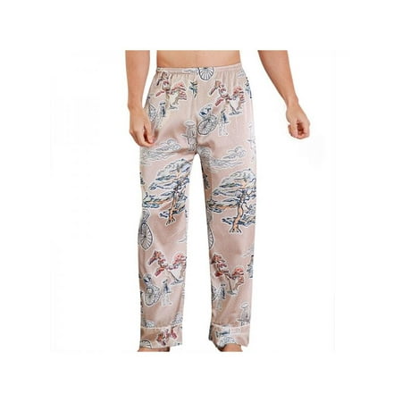 

Men s Silk Casual Pajama Pants Crane Satin Loose Lounge Sleep Long PJ Bottoms Sleepwear