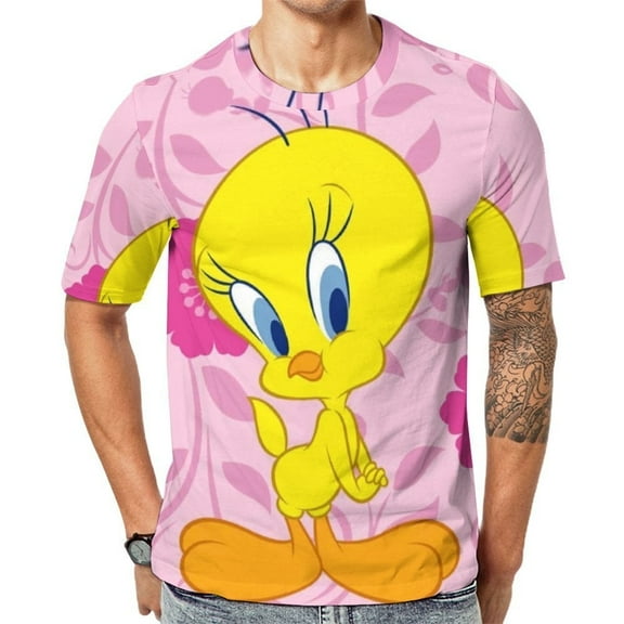 TweetyBird Printed Short Sleeve T-Shirts Casual Graphics Tees Fashion Novelty Shirts for Men Women S