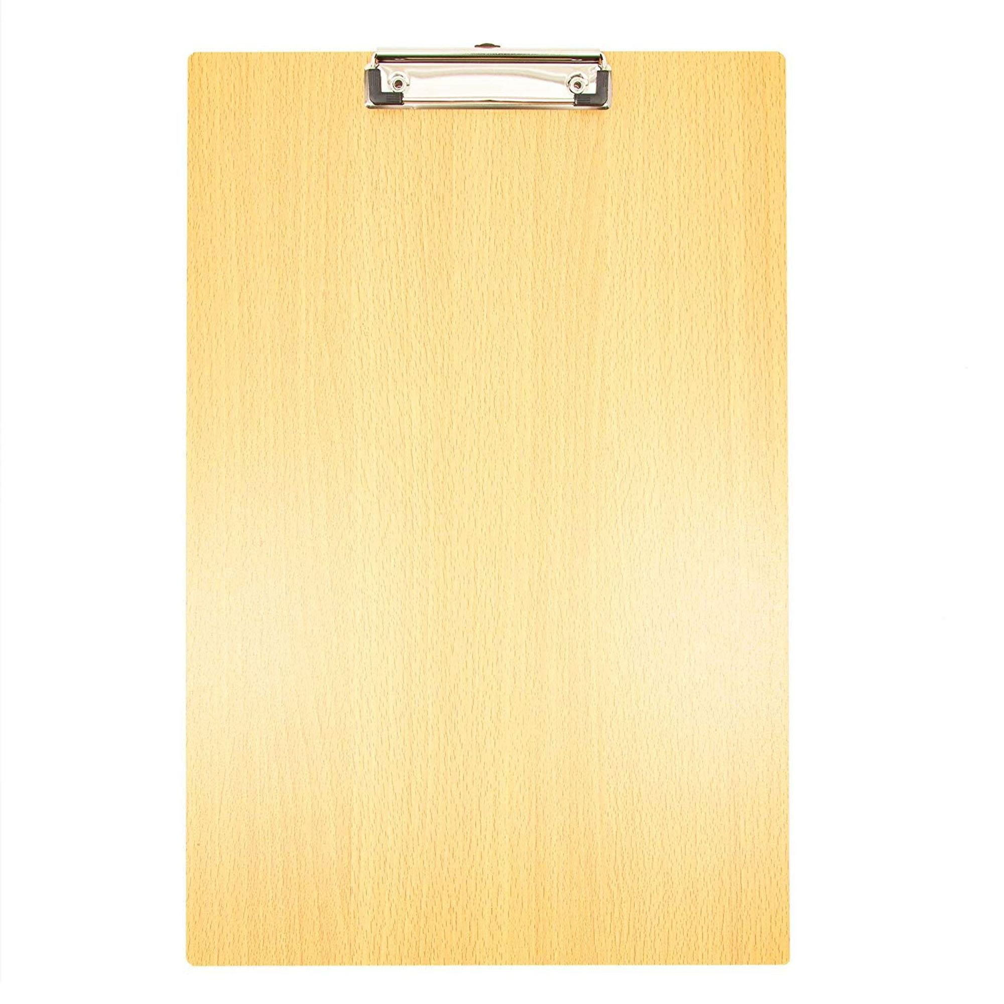 4 Pack Large Wooden Clipboard with Low Profile Clip and Hook, fit A3