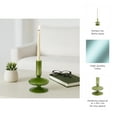 thumbnail image 4 of Decorative Glass Candle Holder for Taper Candles - Modern Candlestick Holder with Disc and Sphere Design for Table Decor - Pair with Gold Centerpieces for Tables and Living Room Display - 5", Green, 4 of 12