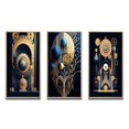 thumbnail image 2 of Designart "Futuristic Geometry of Consciousness I" Modern Geometric Framed Wall Art Set Of 3 - Gold Abstract Geometric Frame Gallery Set For Office Decor, 2 of 6