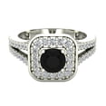 thumbnail image 4 of Black & White Diamond Cushion Halo Engagement Ring 14K White Gold 1.10 CT TW, 4 of 5