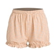 thumbnail image 4 of NTACZA Plaid Womens Shorts Ruffled Bubble Micro Shorts Blommer High Waisted Women's Shorts L, 4 of 5