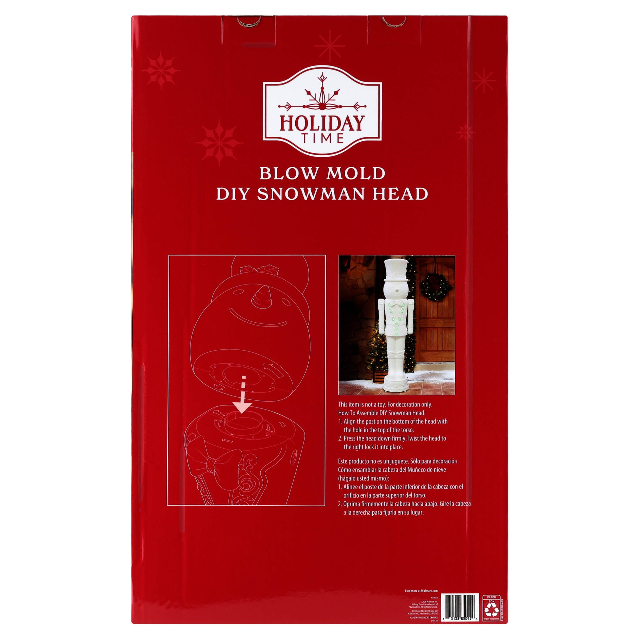 Paint-it-Yourself Blow Mold Snowman Decorative Nutcracker Head, White, 22.4", by Holiday Time