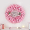 thumbnail image 5 of Hvmvliv 15.75in Christmas Tinsel Wreath with Balls Merry Christmas Artificial Xmas Wreath for Front Door Window Hanging Ornaments Christmas Decoration Props Pink, 5 of 7