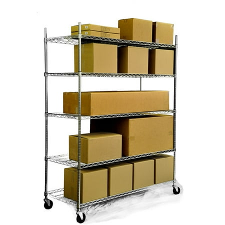TRINITY 5-Tier Heavy-Duty NSF Chrome Wire Shelving, 24" x 60