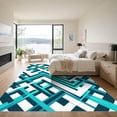 thumbnail image 3 of ODIKA 6'x9' Machine Washable Non-Slip Area Rug, Geometric Teal High Traffic Rug, Blue, 1103109, 3 of 7