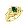 thumbnail image 6 of RYLOS Rings for Women 14K Gold Plated Silver Ring XOXO Hugs & Kisses 7X5MM Gemstone & Diamond Green Sapphire Jewelry Size 10, 6 of 7