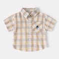 thumbnail image 2 of JUMEYU Toddler Button Down Shirt Little Big Boys Shirt Solid Color Short Sleeve Button Down Casual Shirt 3T 4T (Yellow,3-4 Years), 2 of 9