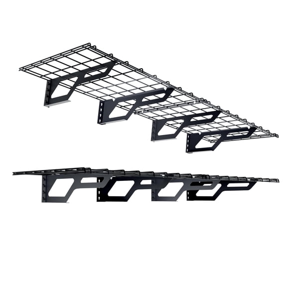 Shuntong The Atlas 2-Pack 2x6 ft Garage Wall Shelves, 800lbs Heavy Duty Garage Shelving Wall Mounted, 24"x72" Metal Floating Shelf Storage Rack, Hammertone