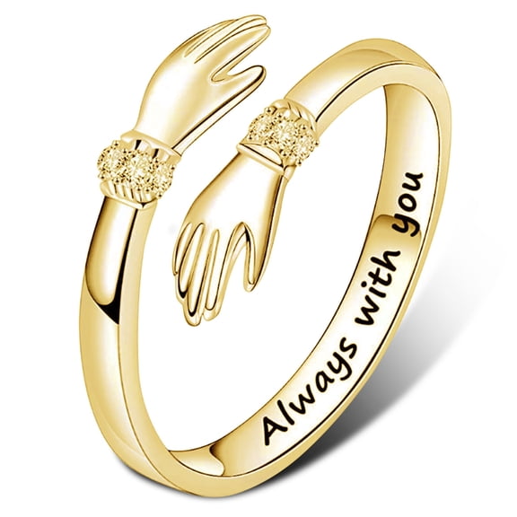 WINDLAND Hug Open Promise Ring Antique Vintage Finger Band-Ring Adjustable Embrace Ring Engagement Wedding Band-Ring Jewelry Gift