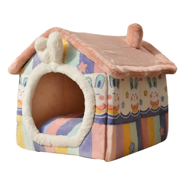 Cama para Gatos Domésticos Sunnimix Cama Semicerrada con Cojín Lavable Extraíble