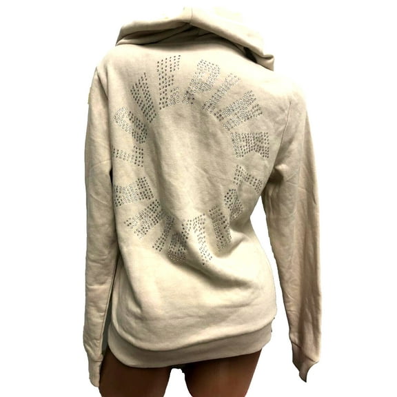 Victoria's Secret Pink Bling Perfect Full Zip Hoodie Cream Beige NWT