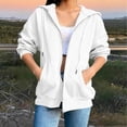 thumbnail image 4 of XUNKUSGA Hoodies for Women Zip Up Lightweight Solid Color 3/4 Sleeve Jackets for Women Fashion Basic Casual Sweatshirt for Women with Slant Pockets S-2XL,White, 4 of 9