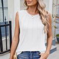 thumbnail image 6 of Chbgutlmr Tank Tops for Women Pleated Crewneck Dressy Casual Loose Sleeveless Work Blouses Solid Color Vests, 6 of 8