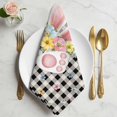 thumbnail image 2 of Easter Cloth Napkins, Spring Rabbits Ears Feet Wildflowers Black Plaid Washable and Reusable Dinner Napkins Set of 6, Table Napkin for Kitchen Party Birthday Wedding Hotel Housewarming 20"x20", 2 of 9
