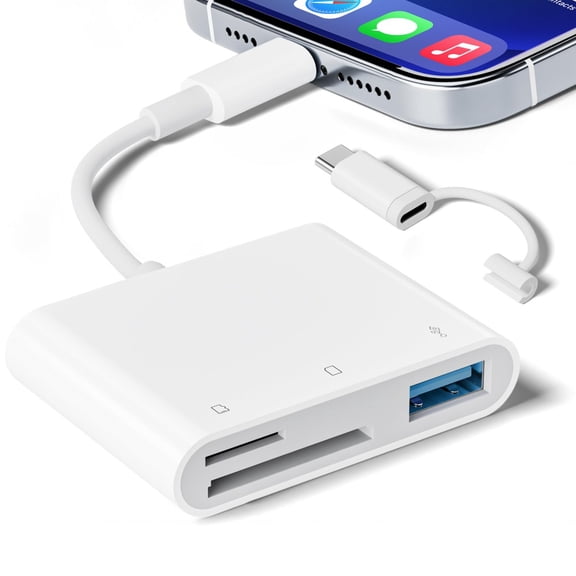 2 SD card readers, mini SD card reader, memory card reader, plug-and-play game camera card viewer with USB adapter, supports SD cards and TF cards, no need to install applications.