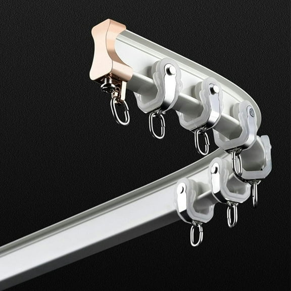 GXCZ Curtain Rods 70-600cm Bendable Curtain Track Ceiling/Wall Mounted, Sliding Curtain Rail Set For Curved Shower Curtain & Rv(Champagne-ceiling,200cm(2 * 1m))