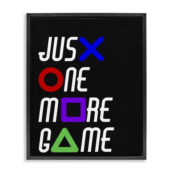 One More Game with Symbols Black Framed Floater Canvas Wall Art, design by Kim Allen