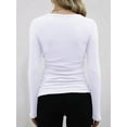 thumbnail image 4 of Womens Ribbed Long Sleeve Crewneck Casual Slim Basic Shirts Fitted Knit Tops White XXL, 4 of 6