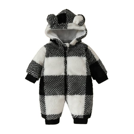 

MuZeFu Baby Girl Clothes Clearance under $10 Baby Girl Clothes Outfit Checkered Jumpsuit Long Sleeved Casual Hooded Jumpsuit Thick And Long Crawling Hoodie