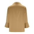 thumbnail image 6 of Elegant Ruffled Collar Three Quarter Sleeve Blouse Shirt Top for Women Solid Color Loose Fit Breathable Business Casual Summer Fashion | CSEONE,Yellow L, 6 of 9