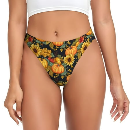 Sigee Pumpkins And Sunflowers3 for Women s G-String Sexy  Low Rise  Soft Lace Perfect for Special Occasions-Small