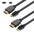 thumbnail image 1 of REQO Mini HDMI to HDMI Cable 6ft, 2Pack HDMI to Mini HDMI Bidirectional High Speed Adapter for HDTV, Tablet, Camera, Camcorder and Graphics Card, Raspberry Pi Zero W, Sony, Nikon Z6, Canon EOS, 1 of 7