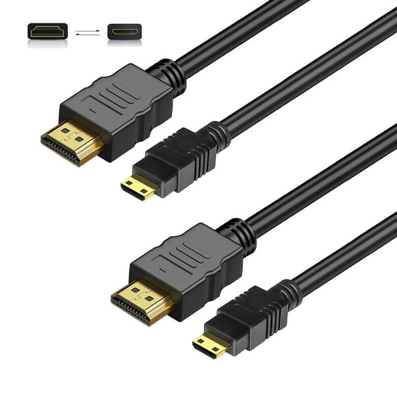 REQO Mini HDMI to HDMI Cable 6ft, 2Pack HDMI to Mini HDMI Bidirectional High Speed Adapter for HDTV, Tablet, Camera, Camcorder and Graphics Card, Raspberry Pi Zero W, Sony, Nikon Z6, Canon EOS