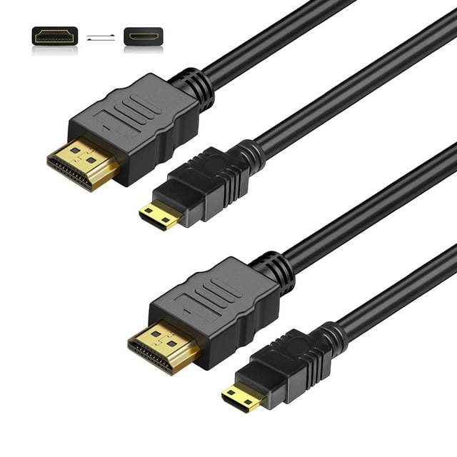 REQO Mini HDMI to HDMI Cable 6ft, 2Pack HDMI to Mini HDMI Bidirectional High Speed Adapter for HDTV, Tablet, Camera, Camcorder and Graphics Card, Raspberry Pi Zero W, Sony, Nikon Z6, Canon EOS