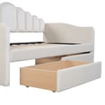 thumbnail image 5 of Euroco Upholstered Twin Size Daybed with 2 Drawers, Velvet Sofa Bed with USB Charging Station, Beige, 5 of 14