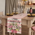 thumbnail image 2 of Table Runners 72 Inches Long Dress Scarves, Valentine's Day Farmhouse Kitchen Table Runner, Coffee Tablerunners, Pink Roses Flowers Stripes Rustic Beige 14x72 Inch, 2 of 9