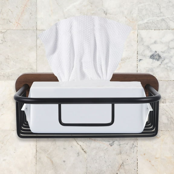 Hytrove Bathroom Wall Mounted Tissue Paper Dispenser Coffee Wood 1Set