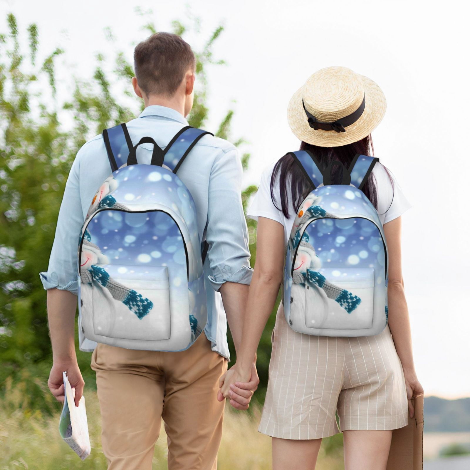 Fuzoiu Boho Print Canvas Backpack,Lightweight Travel Daypack 
