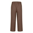 thumbnail image 5 of LMOIPLI Men's Casual Cropped Pants Solid Color Elastic Waist with Pockets Drawstring Closure Breathable Thick Fabric Comfortable for Running Hiking Yoga Daily Wear Brown XXXL, 5 of 6