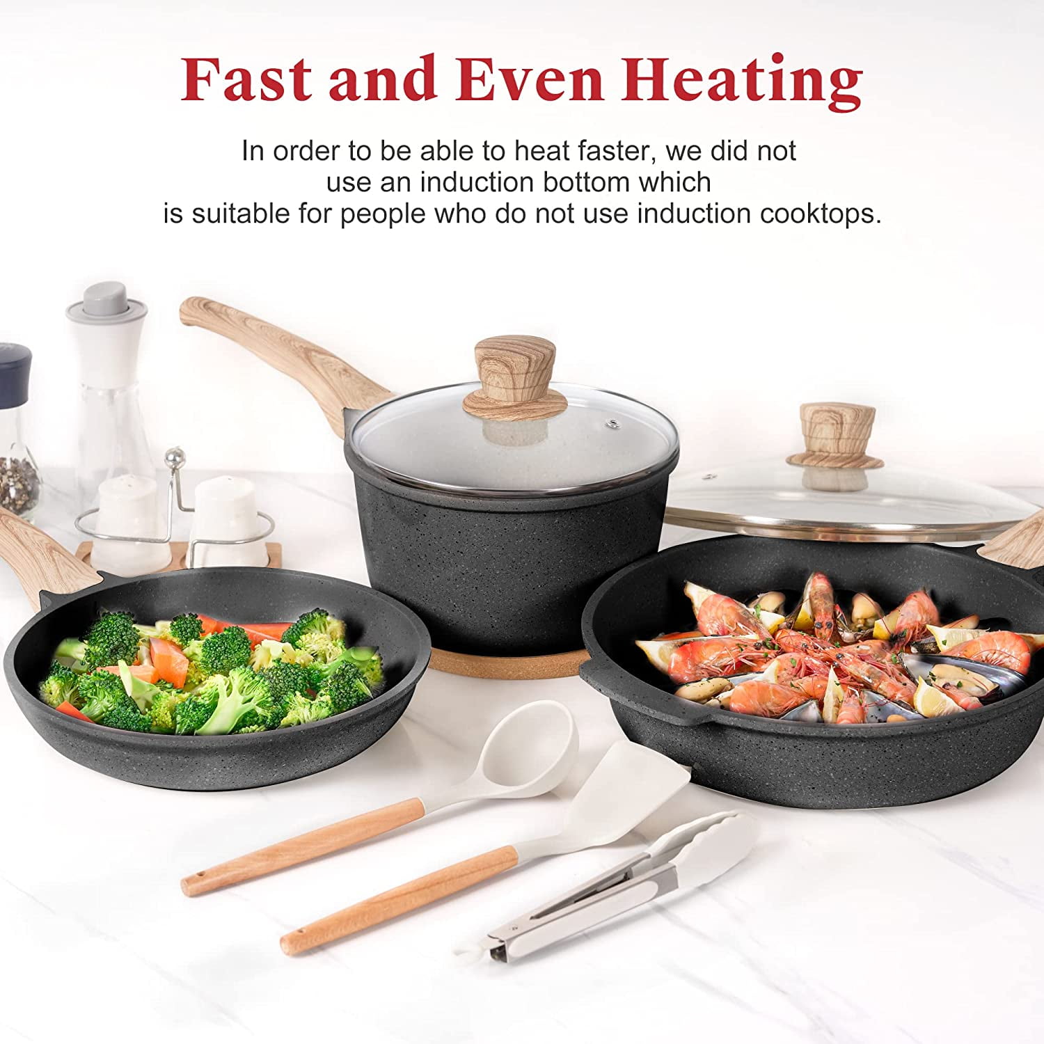 Pots and Pans Set - Caannasweis Kitchen Nonstick Cookware Sets Granite -  Jolinne