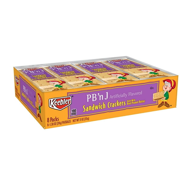 Pb ‘N J Peanut Butter And Jelly Sandwich Crackers, Single Serve, 1.38