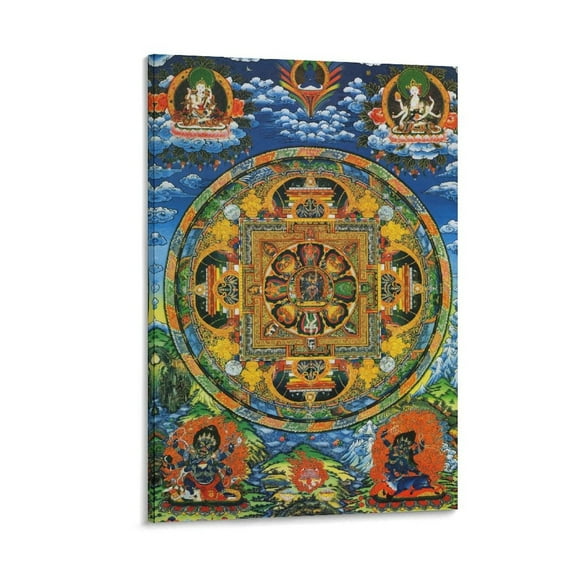 Mandala Tibetan Thangka Painting Poster (2) Painting On Canvas Wall Art Poster Scroll Picture Print Living Room Walls Decor Home Posters 20x30inch(50x75cm)